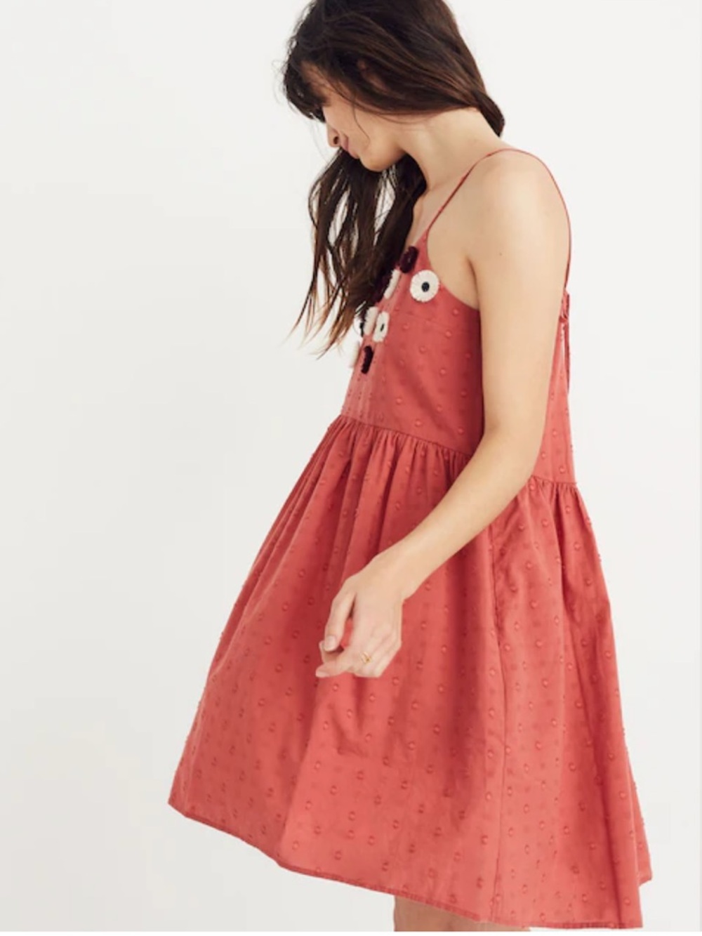 Madewell Embroidered Sunflower Cami Dress in Rust Size S
